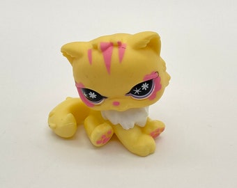 littlest Pet Shop LPS #878 Flower Star Eye Yellow Persian Kitty Cat Figure Toy 
