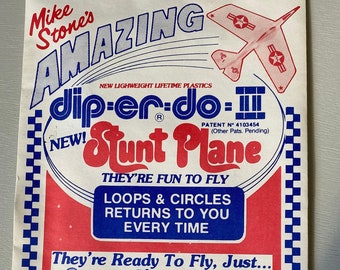 Vintage Mike Stone's Amazing Dip-er-do II Stunt Plane Toy- Diperdo 2 Plane- Diperdo Toy- Airplane Toy