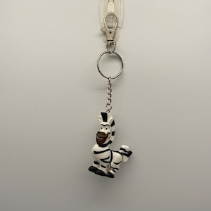 Upcycled DreamWorks Madagascar Marty Zebra Figurine Keychain - Retro Toy Purse Charm by Old Stuff Co