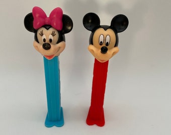 Disney Mickey and Minnie Mouse Pez Dispenser Set of 2- Mickey Mouse- Minnie Mouse- Candy Dispenser- Vintage