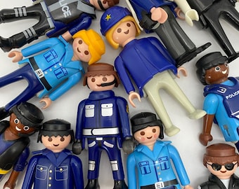 Vintage Playmobil Police Figurines: Collectible Law Enforcement Officers for Diorama & Playsets