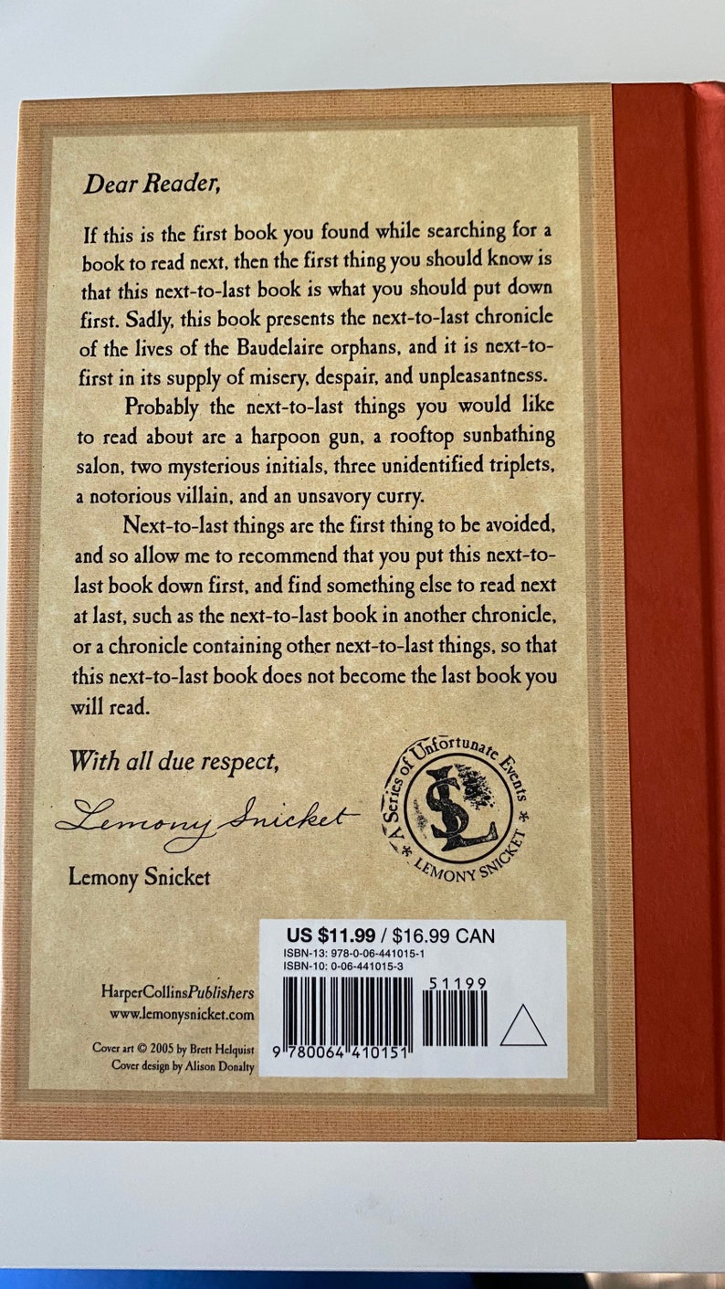 A Series of Unfortunate Events Book 12 The Penultimate