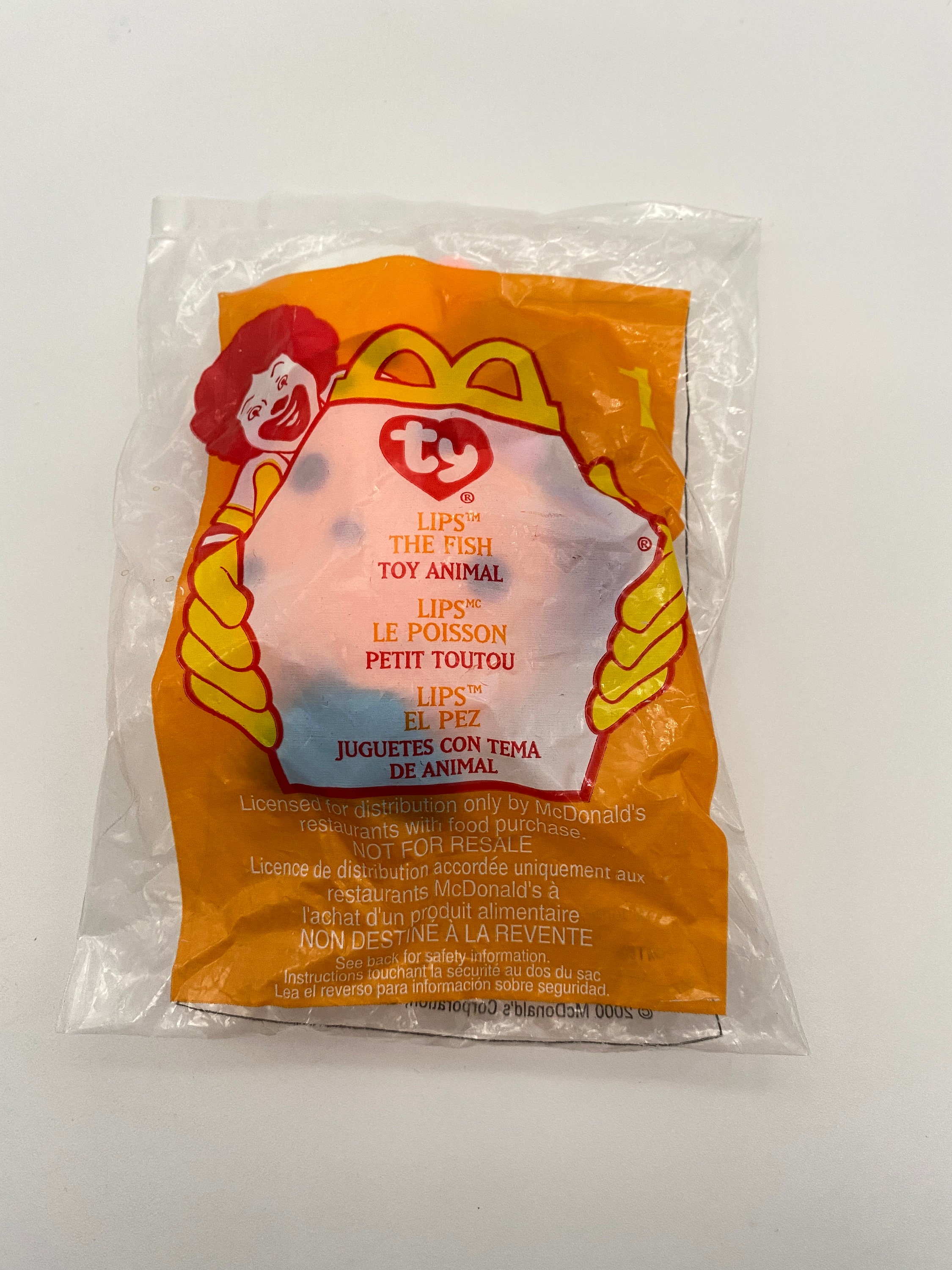 Mcdonalds 2000 Ty Beanie Baby Lips the Fish Plush Happy Meal