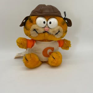 Peluche Garfield footballeur 1981 rare : chat vintage en dessin animé à collectionner de Fun Farm