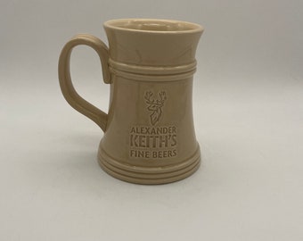Alexander Keith Cream Ceramic Beer Stein- Alexander Keith Beer Mug- Vintage Mugs