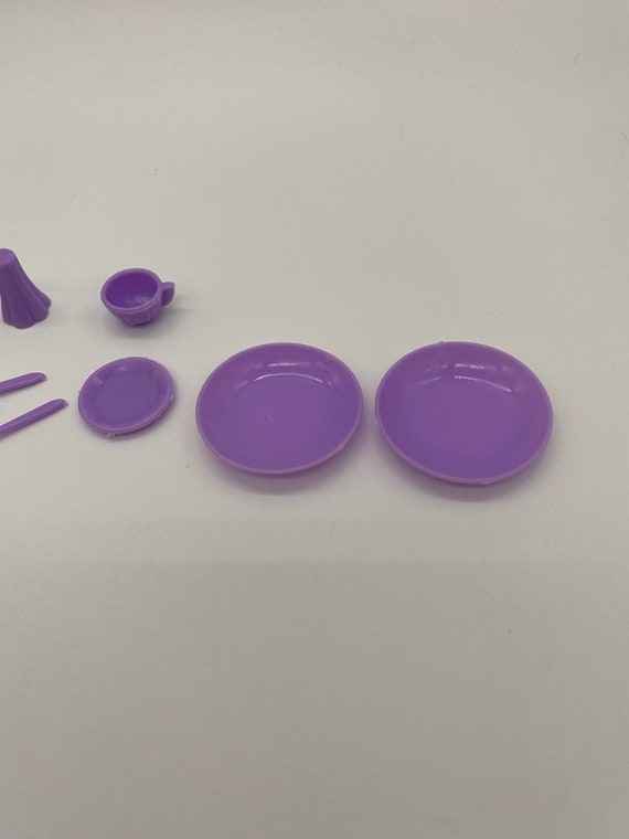 Vintage 90s Barbie Accessories Mixed Lot Purple Dishes for Kitchen