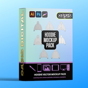 Streetwear Hoodie Mockup, Sweatshirt Mockup Vector, Streetwear Vector Mockups, for Adobe Illustrator, Procreate, Photoshop