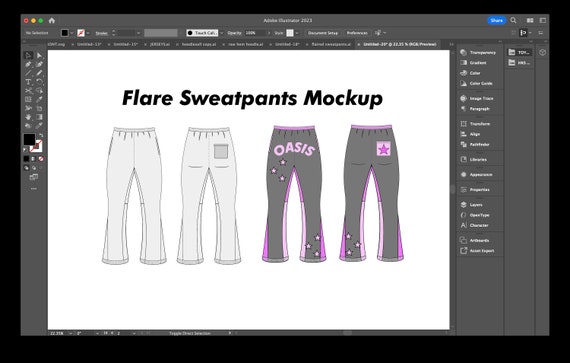 Flared Sweatpants Mockup, Flared Joggers Mockup, Stacked Pants Mockup,  Streetwear Vector Mockup, for Procreate & Illustrator -  Canada