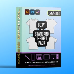Streetwear Oversize T Shirt Mockup, Oversize T Shirt Vector, Oversize T Shirt Template, Mockups for photoshop, procreate, illustrator