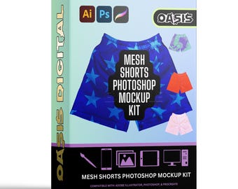 Mesh Shorts Mockup, mesh shorts mock ups, black mesh shorts mockup, white mesh shorts mockup for photoshop & procreate