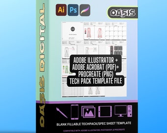 Blank Tech Pack Template (for illustrator, procreate, and pdf)