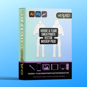 Flare pants mockup Flared Pants Mockup, Stacked Pants Mockup, Streetwear Vector Mockup, for Procreate  Illustrator