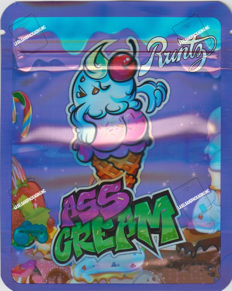 Asscream 3.5g Mylar Design Zip Lock Food Storage Bags Etsy