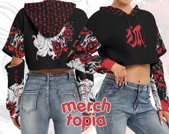 Sudadera con capucha de zorro kitsune, máscara de zorro de nueve colas, espíritu japonés, Kami Inari, guardián AOP, sudadera con capucha de polar grueso para mujer, mangas huecas, poliéster