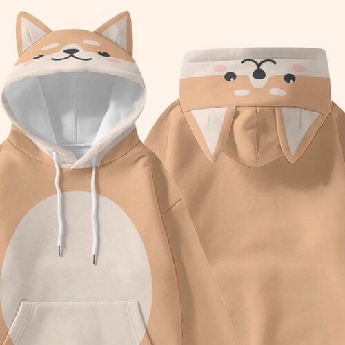 Shiba Dog Hoodie With 3D Ears Cute Dog Pet Lover Halloween Etsy