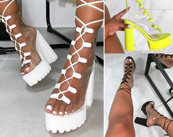 Clear Chunky Heels - Etsy