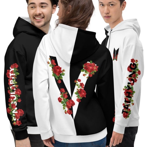 Singularity Hoodie Red Roses Design Gift Idea Army Kpop Merch Unisex Hooded Sweatshirt (Not official merch. FANMADE)