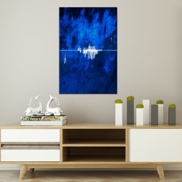 16" x 24" Framed Blue Painting Canvas Print Kpop Merch Army Gift Idea Wall Art (Wooden Frames)