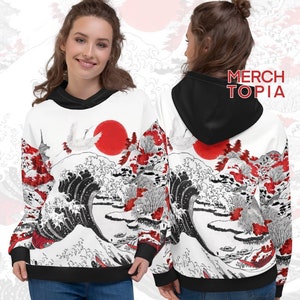 The Great Wave All Over Print Hoodie Unisex The Great Wave off Kanagawa by Katsushika Hokusai Japanese Merch Japanese Art Hooded Sweatshirt