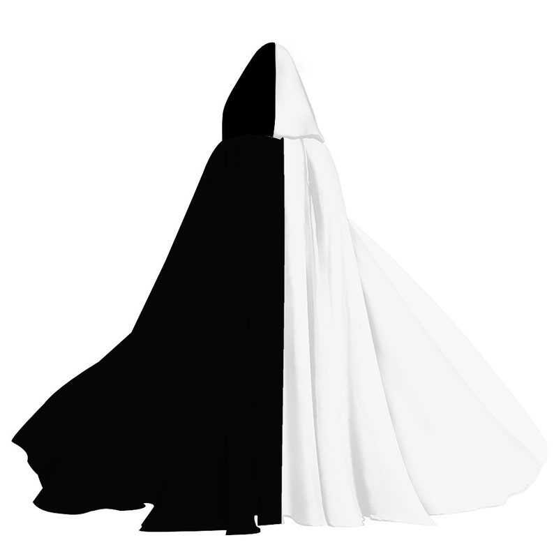 Split Cape Accessory Two Tone Split Cloak Perfect for Halloween Half Black Half White Unisex ...
