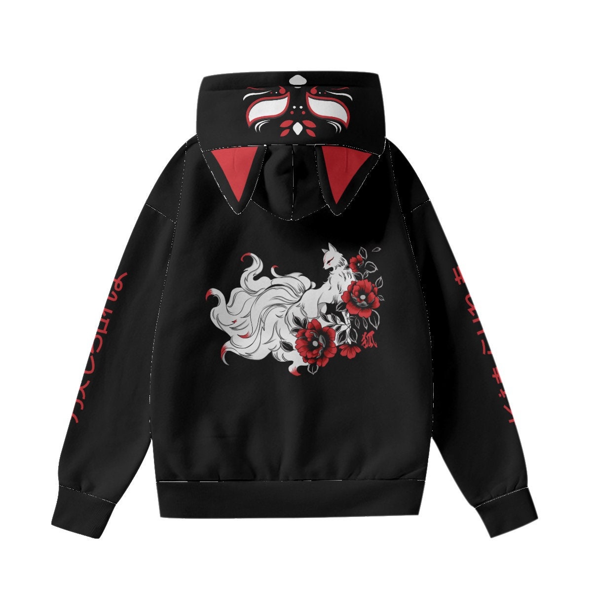 Kitsune Fox Hoodie 3D Ears Nine Tailed Fox Mask Spirit Japan Kitsune Fox Hoodie 3D Ears Nine Tailed Fox Mask Spirit Japan
