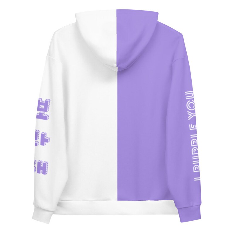 I Purple You Hoodie 보라해 Borahae Gift Idea Army Kpop Merch Half White Half Purple All Over Print Hooded Sweatshirt (FANMADE Merch)