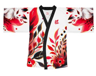 Kimono Japonais Homme à Imprimé Renard - Cardigan Ouvert Style Streetwear Harajuku - Vêtement Décontracté