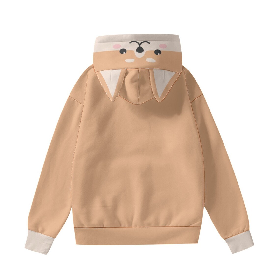 Kawaii Puppy Dog Letter Print Ears Pocket Zipper Sweatshirt Hoodie