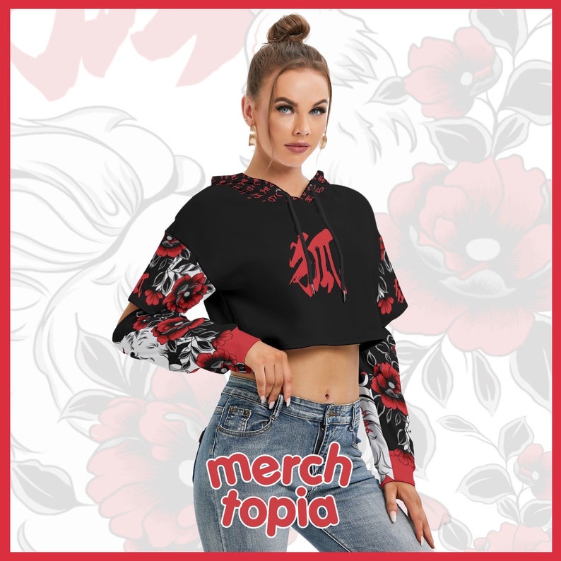 Kitsune Fox Hoodie Nine Tailed Fox Mask Spirit Japan Kami Inari Guardian AOP Women's Heavy Fleece Hooded Sweatshirt Hollow Sleeves POLYESTER Kitsune Fox, Nine Tailed Fox, Inari Guardian, Kitsune Spirit, Trendy Kitsune Apparel, Kitsune Fox Spirit