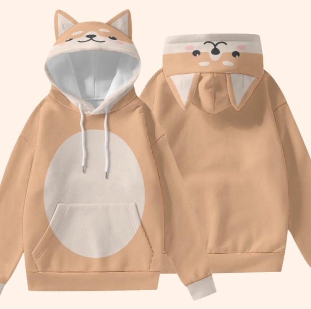 Kawaii Shiba Inu Dog Puppy Ears and Tail Hoodie Long Sleeve Sweatshirt Sweater SD01535