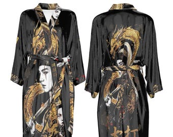 Daechwita Inspired Traditional Hanbok Robe K-Pop Concert Outfit King Boss Golden Dragon Hanja Asian Korean Style AOP Kimono Hanbok Haori