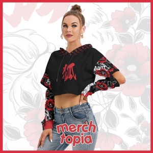 Kitsune Fox Hoodie Nine Tailed Fox Mask Spirit Japan Kami Inari Guardian AOP Women's Heavy Fleece Hooded Sweatshirt Hollow Sleeves POLYESTER Kitsune Fox, Nine Tailed Fox, Inari Guardian, Kitsune Spirit, Trendy Kitsune Apparel, Kitsune Fox Spirit