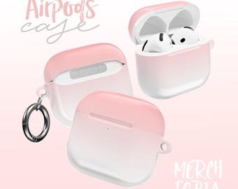 Rose Pink Gradient AirPod Cases, Protective Cover, Trendy Gift Idea for Music Lovers, Unique Design Accessories, Everyday Use