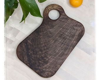 Black Walnut Wood Cutting Board Charcuterie Board Serving Board - Hand Made  - holiday gift - Premium Figured Grain style 1