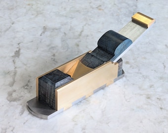 Handmade infill miter plane - Dovetailed brass, steel and stablized wood