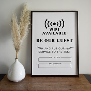 Printable Wifi Sign - Be Our Guest - Etsy