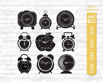 Alarm Clock SVG Cut Files | Alarm Clock Silhouette | Morning Clock Svg | Vintage Alarm Clock Svg | Ringing Clock Svg | Alarm Clock Bundle