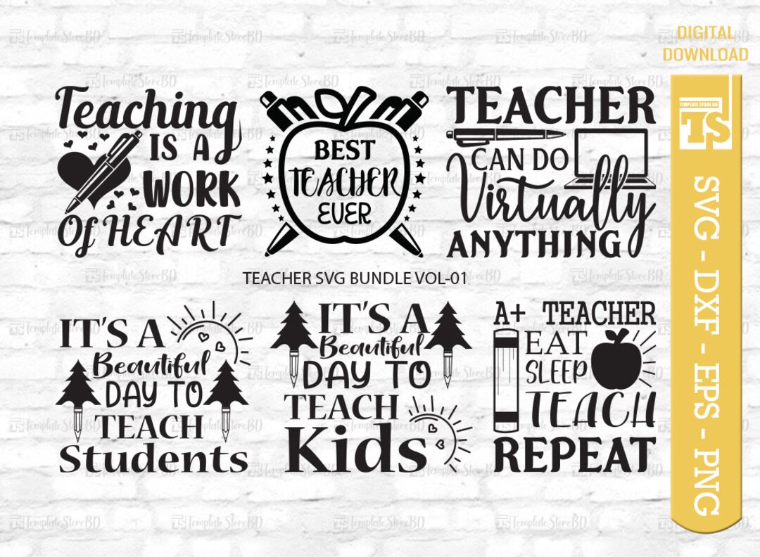 Teacher Svg Bundle, Teacher Quote Svg, Teacher Svg, Teacher Life Svg ...