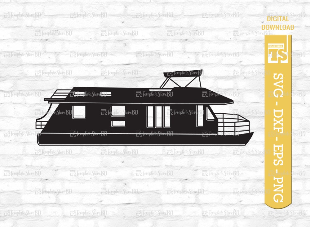 Houseboat SVG, Boat House Svg, Houseboat Clipart, Houseboat Vector