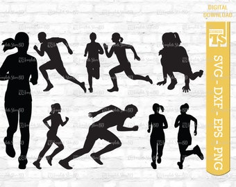 Runner SVG, Runner Clipart Svg, Running People, Runner cut files, Exercise Run Svg, Running women Svg, Running man Svg, Marathon Run Svg