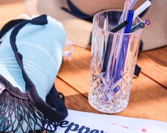 Glass Drinking Straw Set with Metal Straw Cleaner