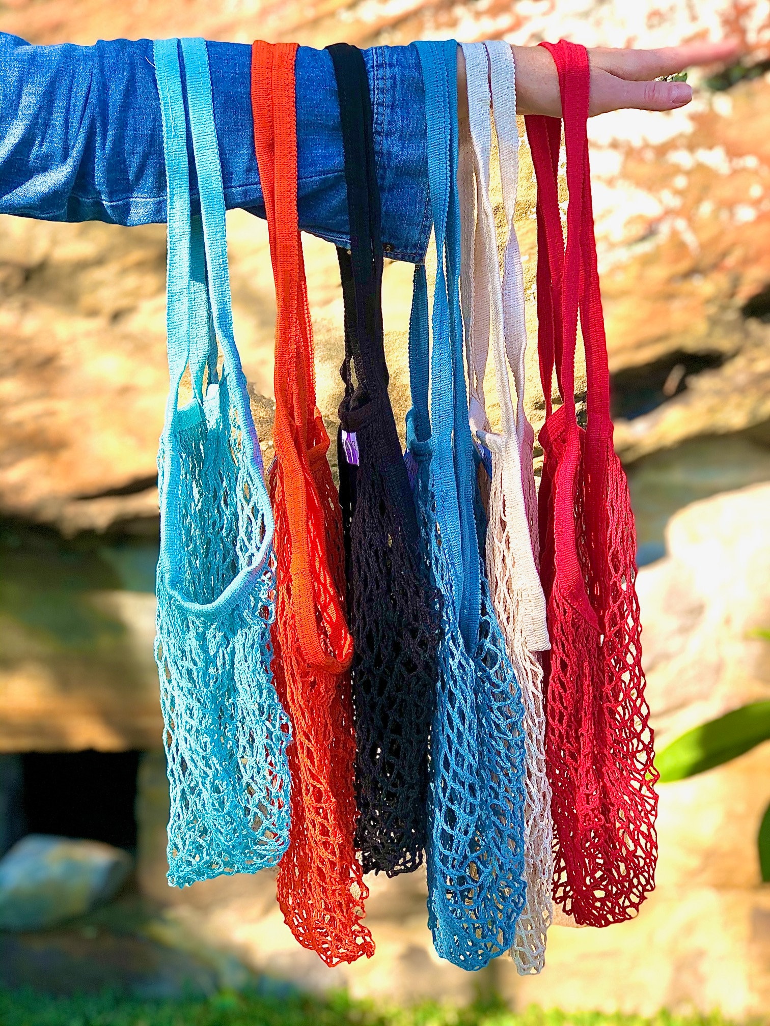 100 Organic Cotton Mesh Shopping Bag BLACK Lightweight & Etsy