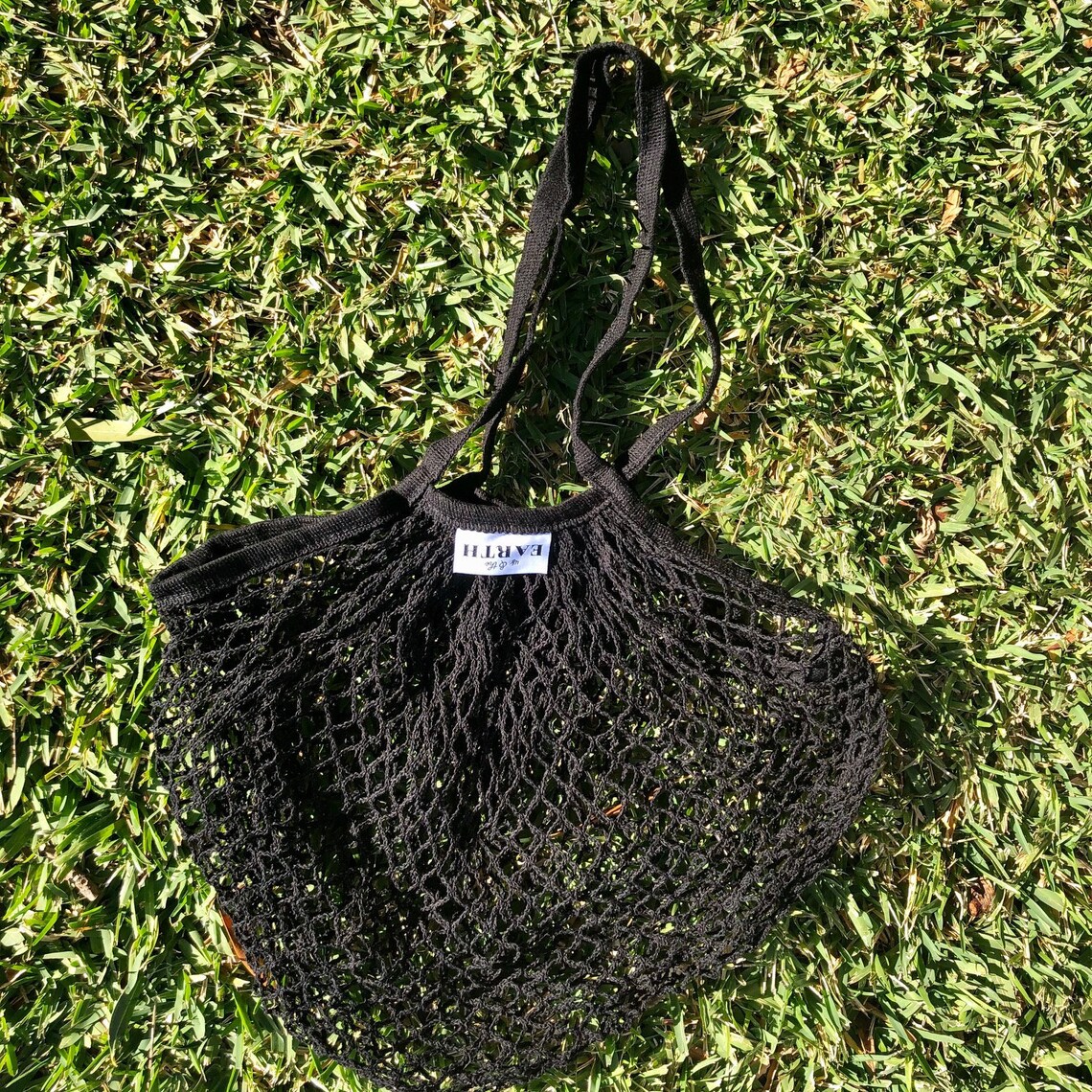 100 Organic Cotton Mesh Shopping Bag BLACK Lightweight & Etsy