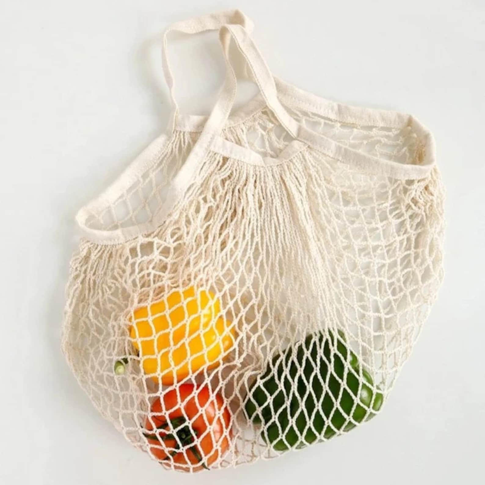100 Organic Cotton Mesh Shopping Bag BEIGE Lightweight & Etsy