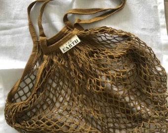 Brown Cotton Mesh Shopping Bag 100% Organic | Lightweight & Versatile |Tote Bag | Turtle Bag | Eco friendly Reusable Shopping String bag