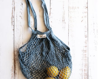 PETROL - Bag 100% Organic Cotton Mesh Shopping | Lightweight & Versatile |Tote Bag | Turtle Bag  |Eco friendly Reusable Shopping String bag