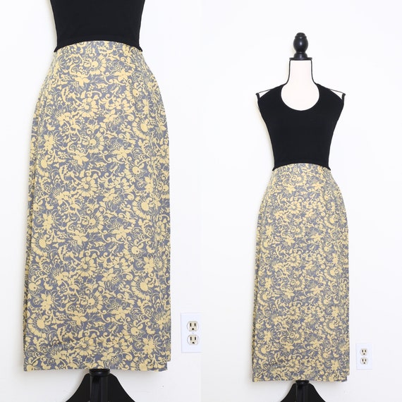 Yellow Botanical Linen Skirt