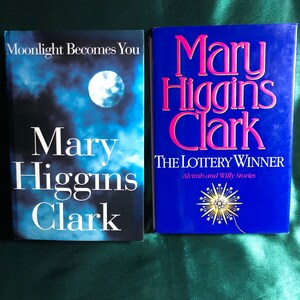 Mary Higgins Clark, 2 Hard Cover Books, Moonlight Becomes You & The Lottery Winner, Modern American Literature, Suspense and Drama.