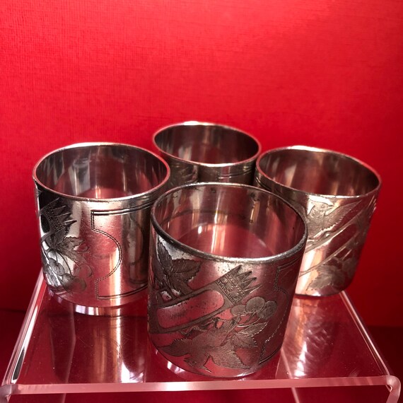 アンティーク シルバー プレート ナプキンリング、ビクトリア朝の