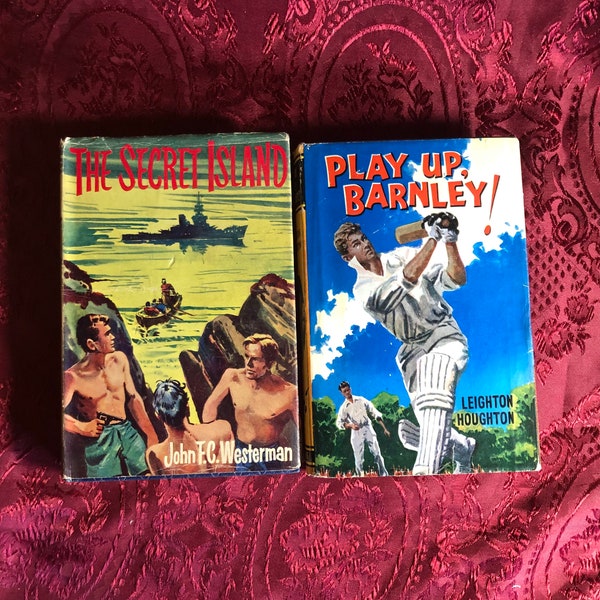 Play Up, Barnley!  By Leighton Houghton, Plus, The Secret Island By John F.C. Westerman, 2 Vintage Books, Young Adult Fiction, Mid-Century.